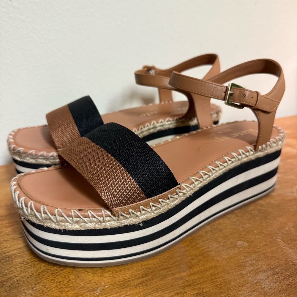 Kate Spade Tan and Black Espadrille Sandals